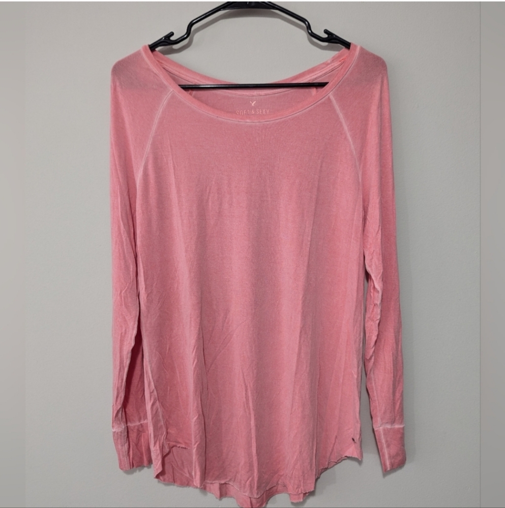 Y2K Women's Soft & Sexy "JEGGING T" Slub Faded Long Sleeve T-Shirt Size Medium